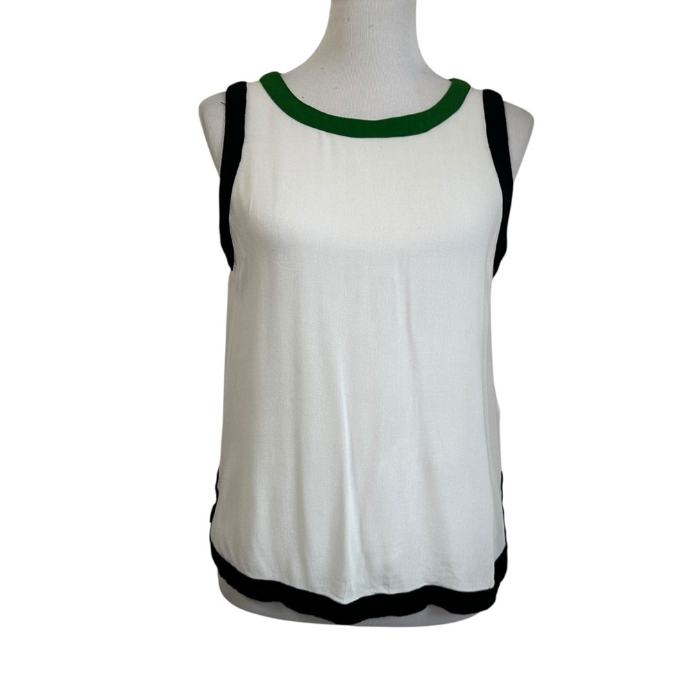 Anthropologie Harlyn Womens Tank Top Blouse Sz XS White Split Back Sleeveless